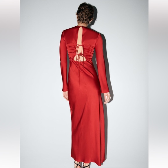 Zara BACK V-NECK DRESS ZW COLLECTION - Picture 4 of 11